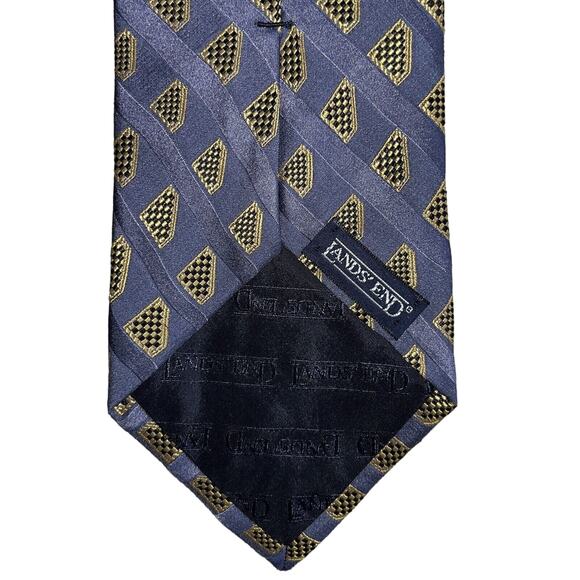 Lands' End Men's Ties Set Of Two 100% Silk Neck Ties Geometric Blue Yellow EUC - Picture 5 of 10